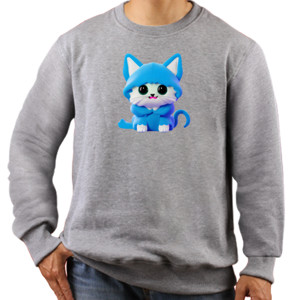 Jaket Sweater Kucing Biru Lucu