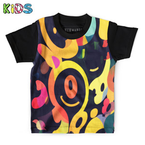 Kaos Anak Full-Print Abstrak Warna 5