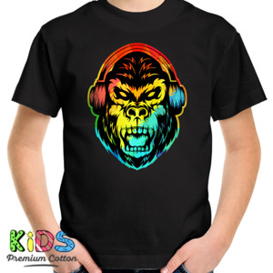 Kaos Gorilla dengan headphone