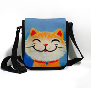 Tas Selempang Tas Selempang Lukisan Kucing Imut Tersenyum 4