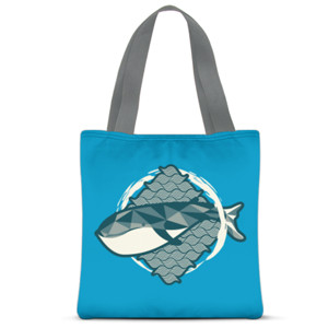 Tas Tote Fullprint Blue Whale Geometric Hazy Color