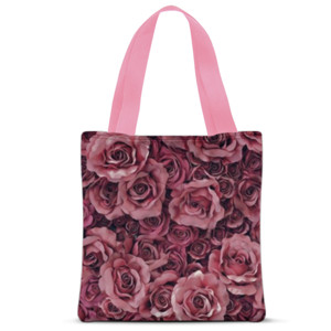 Tas Tote Fullprint mawar pink girly