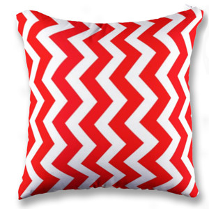 Bantal Sofa Custom Zig Zag Red White (Chevron Pattern) 