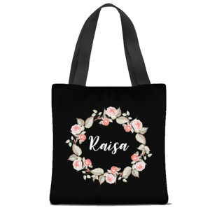 Tas Tote Fullprint Karangan Bunga Dengan Nama yang Bisa Diganti 2