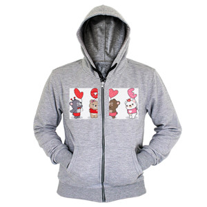 Hoodie Zipper Kaos Love Panda - Koas v Love