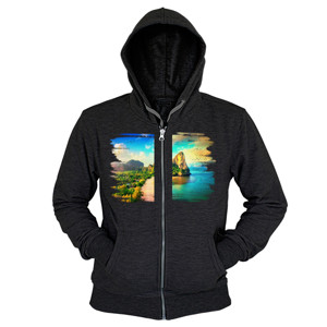 Hoodie Zipper Kaos Elegan Pemandangan Alam - Pantai Keren Pria