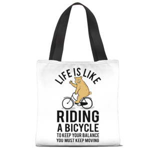 Tas Tote Fullprint Life is Like Riding Bicycle