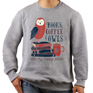 Jaket Sweater books coffee owls