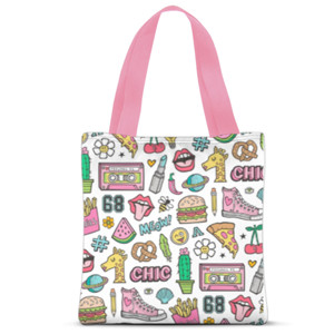 Tas Tote Fullprint Pink Tote Bag