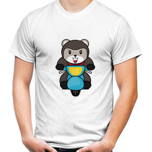 Kaos Cute Bear Ride Motorcycle Design Kaos Pria
