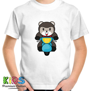 Kaos Cute Bear Ride Motorcycle Design Kaos Pria