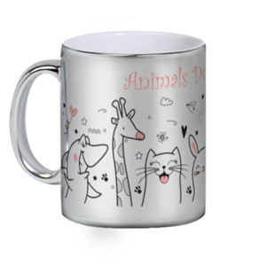Mug Silver Animals Doodles