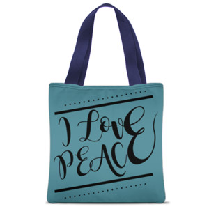 Tas Tote Fullprint I Love PEACE