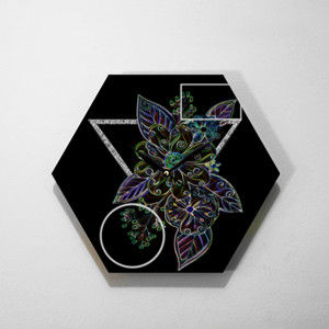 Jam Dinding Jam dinding kayu hexagon bunga 