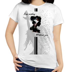 Kaos Kaos tshirt girl siluette putih