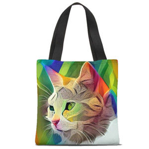Tas Tote Fullprint Tote bag kucing warna-warni