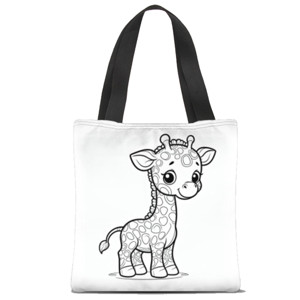 Tas Tote Fullprint Totebag Coloring Giraffe