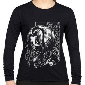 Kaos Kaos Red girl black & white illustration