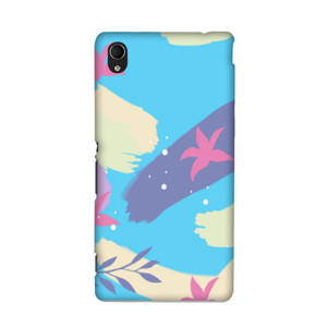 Lukisan Tema Cat Air Biru Magenta Casing HP