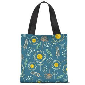 Tas Tote Fullprint dengan Pola Bunga
