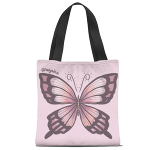 Tas Tote Fullprint Purple Butterfly
