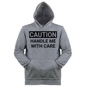 Jaket Hoodie Kaos Caution Handle Me With Care Kuning