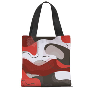 Tas Tote Fullprint Motif Abstrak Coklat