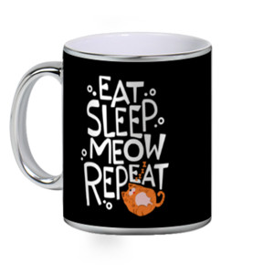 Mug Silver EAT SLEEP MEOW REPEAT