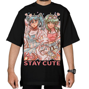 Kaos Oversize Stay cute Miku Gumi Kawaii T-shirt