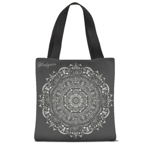 Tas Tote Fullprint Gray Circle Pattern