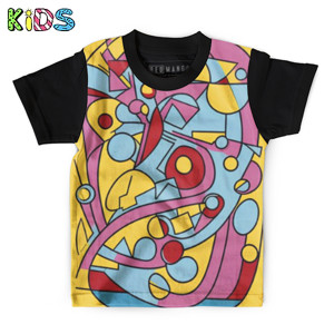 Kaos Anak Full-Print Garis Abstrak 8