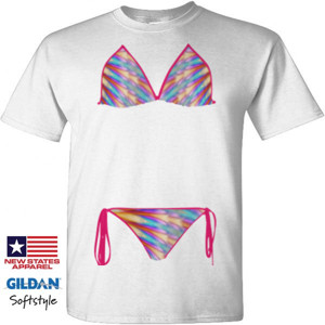 Kaos Bikini Multiwarna Dengan Lis Merah