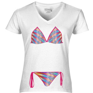 Kaos Bikini Multiwarna Dengan Lis Merah