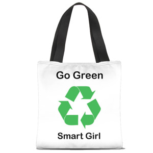 Tas Tote Fullprint Go Green Smart Girl