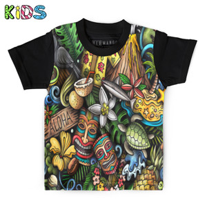 Kaos Anak Full-Print  kaos anak fullprint Cartoon doodles pattern