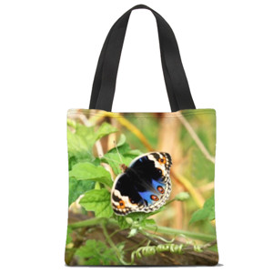 Tas Tote Fullprint Kupu-kupu Biru Hitam