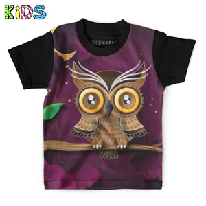 Kaos Anak Full-Print Baju Kaos Anak Owl with moon