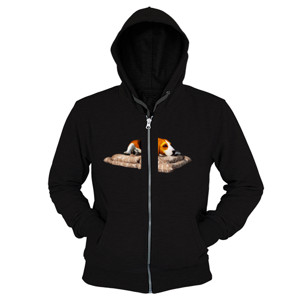 Hoodie Zipper Sleepy Dog Brown