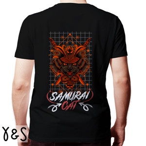 Kaos Samurai Cat Streetwear