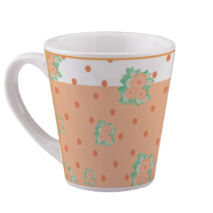 Mug Shabbychic Polkadot Peach Flower