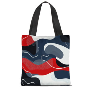 Tas Tote Fullprint Motif Abstrak Biru