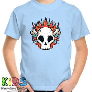 Kaos Tengkorak berapi yang lucu
