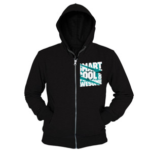 Hoodie Zipper Pria "SMART, COOL, AND AWESOME" Warna Gelap