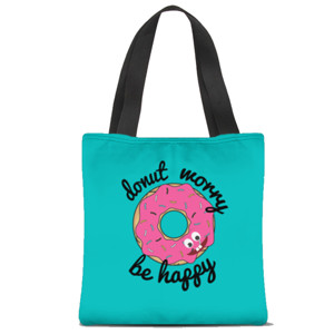 Tas Tote Fullprint donut worry be happy 2