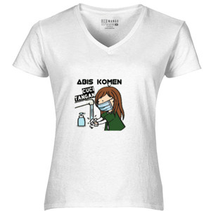 Kaos T-shirt putih Habis komen cuci tangan