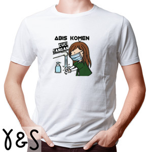 Kaos T-shirt putih Habis komen cuci tangan
