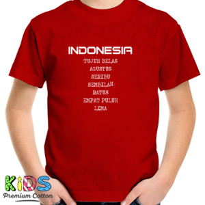 Kaos Indonesia tujuh belas agustus - teks putih