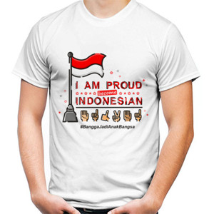 Kaos Kaos I am Proud Become Indonesian untuk Pria