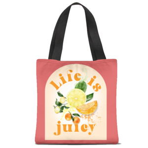 Tas Tote Fullprint Life is Juicy (2 warna 2 sisi)