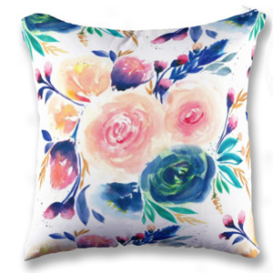Bantal Blue Peach Rose Flowers Painting